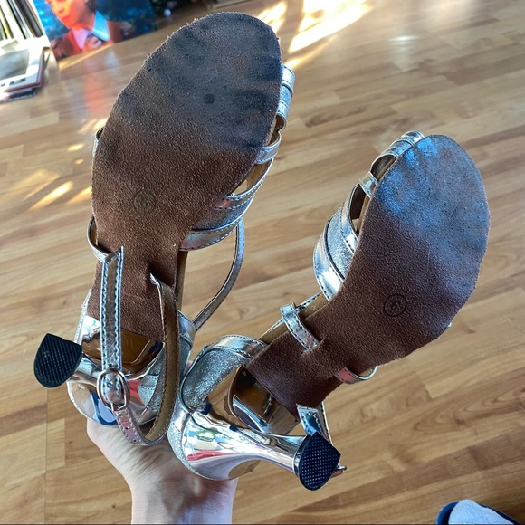 Silver Metallic & Sparkle Ballroom Heels - Picture 7 of 9